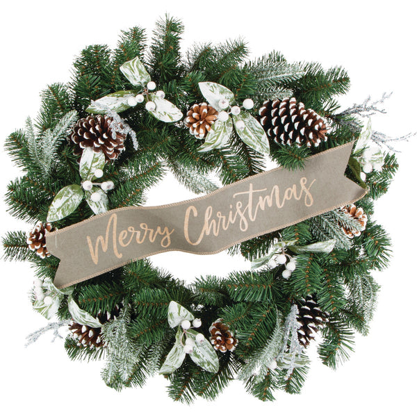 Gerson 30 In. Pine Artificial Wreath with Berries & Pine Cones