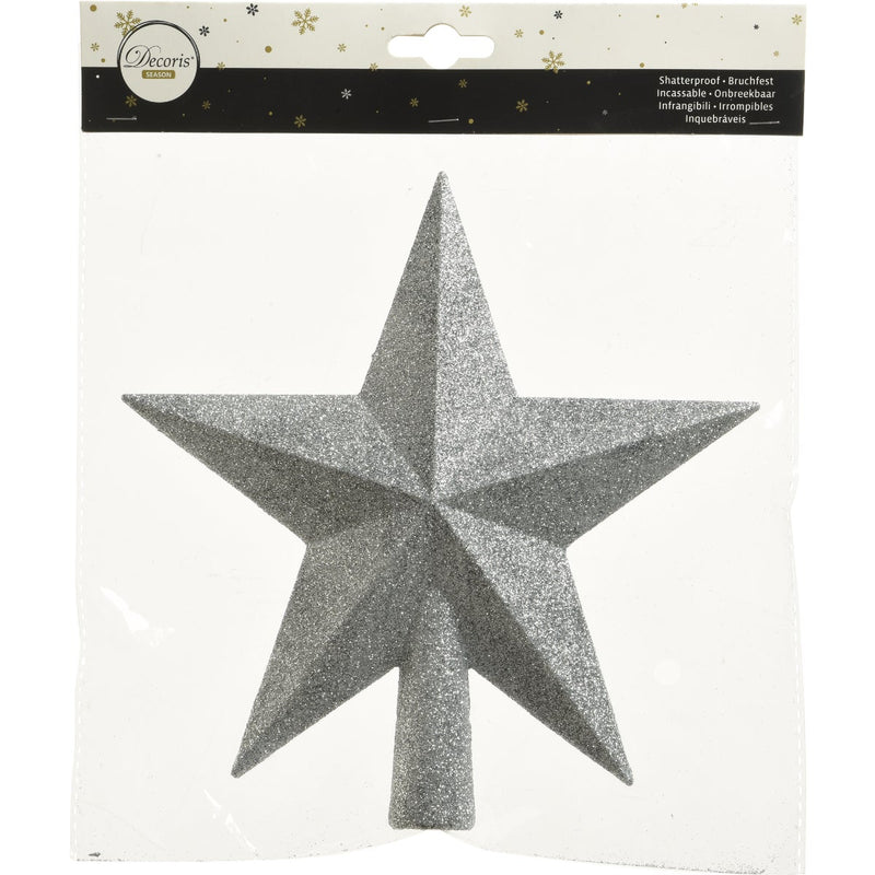 Decoris Silver 7.5 In. Shatterproof Star Christmas Tree Topper