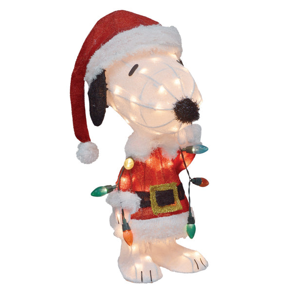 Peanuts 24 In. LED Snoopy in Santa Suit Wrapped in Lights Holiday Yard Art