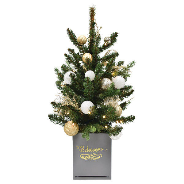 24 In. Green Potted Prelit LED Specialty Christmas Tree