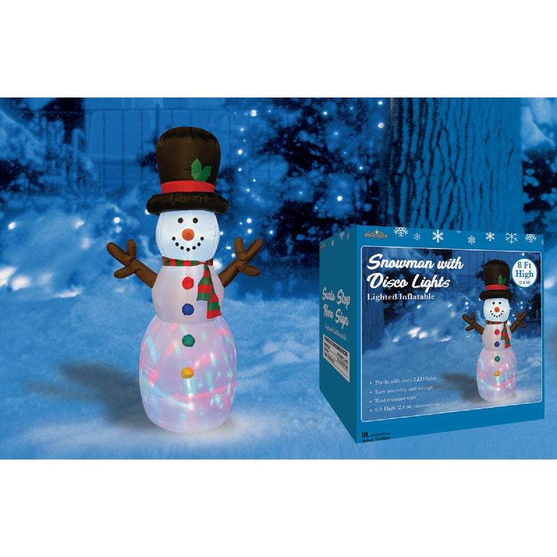 Brite Star 8 Ft. Snowman with Disco Lights Airblown Inflatable