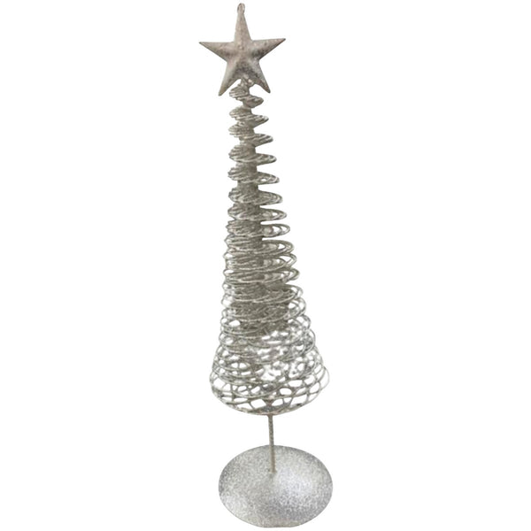 9 In. Silver Spiral Wire Christmas Tree
