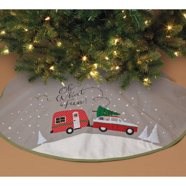 Gerson 48 In. Polyester Oh What Fun Christmas Tree Skirt