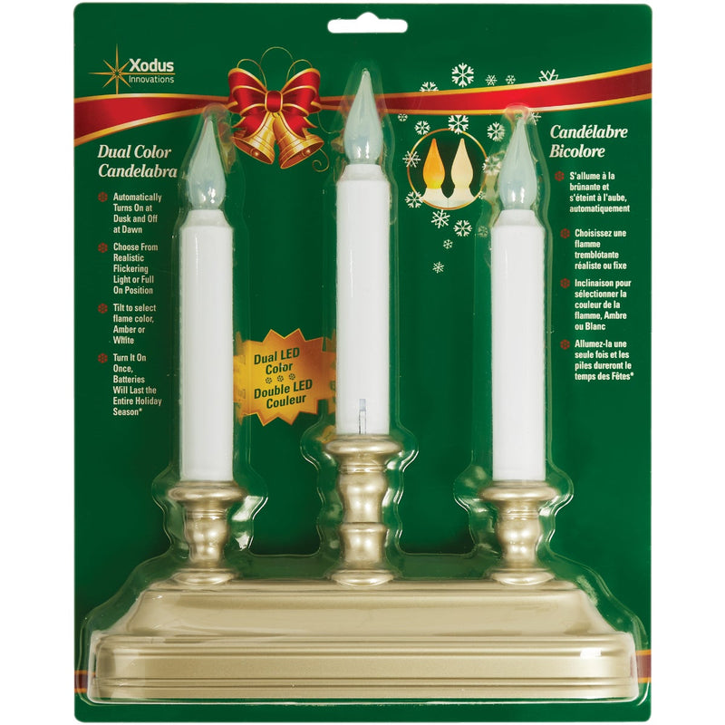 Xodus 10-1/4 In. x 9 In. x 2 In. Pewter LED Battery Operated Dual Candelabra