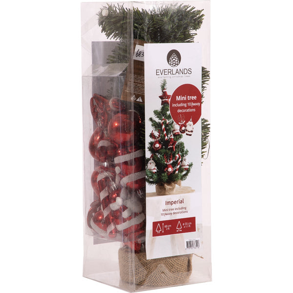 Everlands Imperial 2.5 Ft. Mini Christmas Tree with Red Colored Ornaments