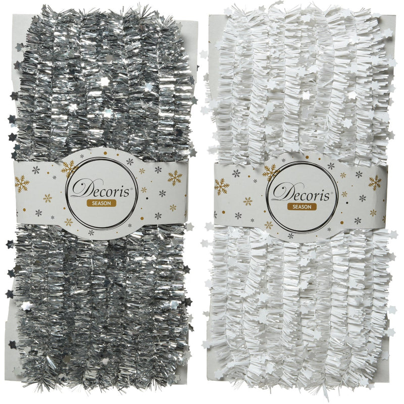 Decoris 10 Ft. Gray & White Tinsel Garland