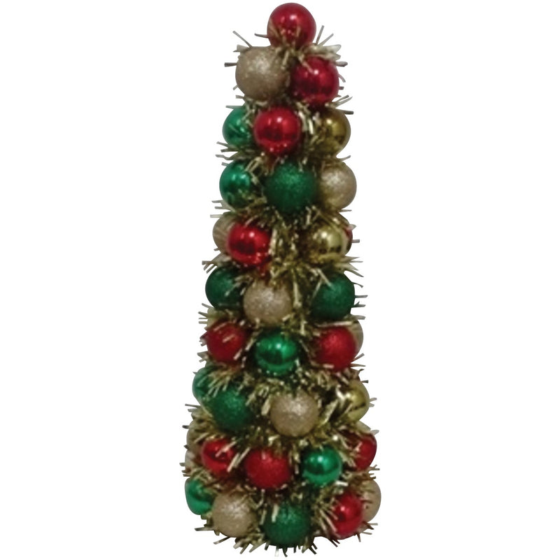 Youngcraft 17 In. Red, Green, & Gold Shatterproof Cone Specialty Tree