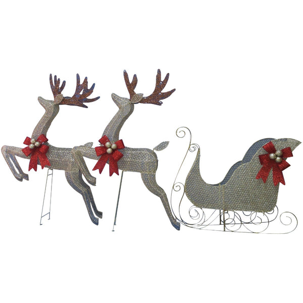 J Hofert 43 In. Deer & 27 In. Sleigh LED Holiday Figure