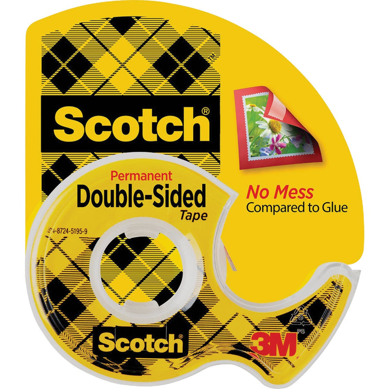 Scotch Permament Double Sided Tape, 1/2 In. x 250 In.