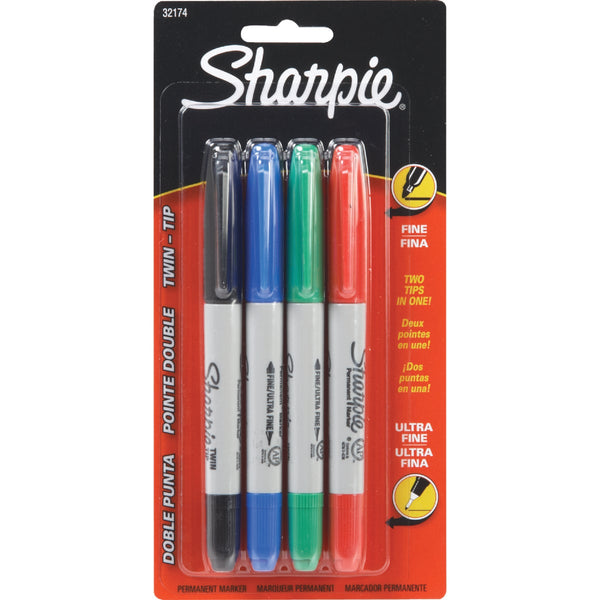 Sharpie Assorted Color Fine & Ultra Fine Twin Tip Permanent Marker (4-Pack)