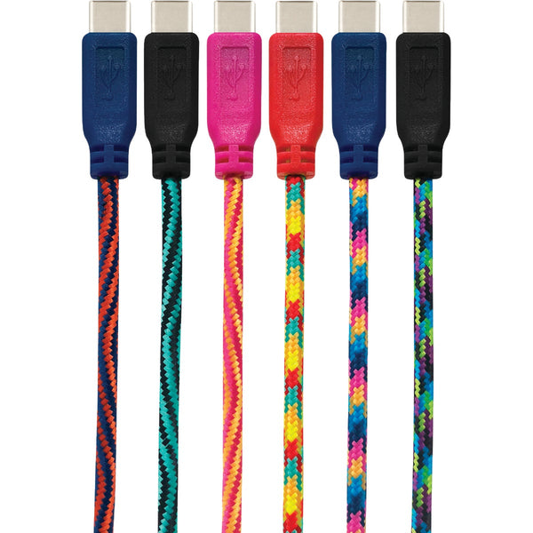 GetPower 10 Ft. Multi-Color Braided USB-C Charging & Sync Cable