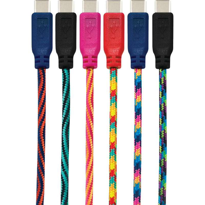 GetPower 10 Ft. Multi-Color Braided USB-C Charging & Sync Cable