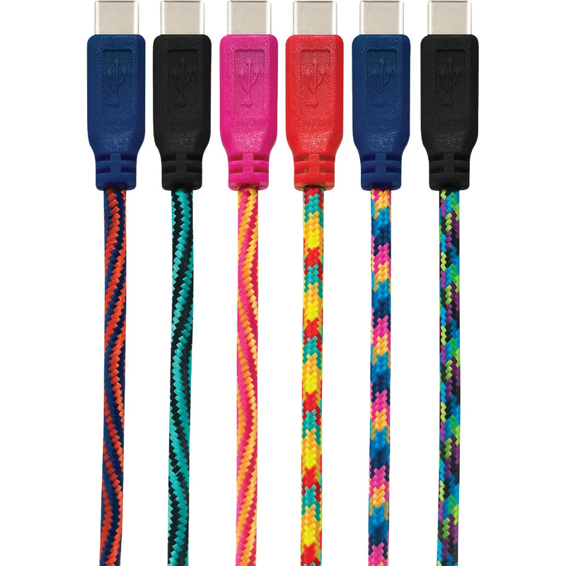 GetPower 10 Ft. Multi-Color Braided USB-C Charging & Sync Cable